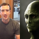 Mark Zuckerberg during his Live Q&A (left) a reptilian humanoid that is definitely not Mark Zuckerberg (right)